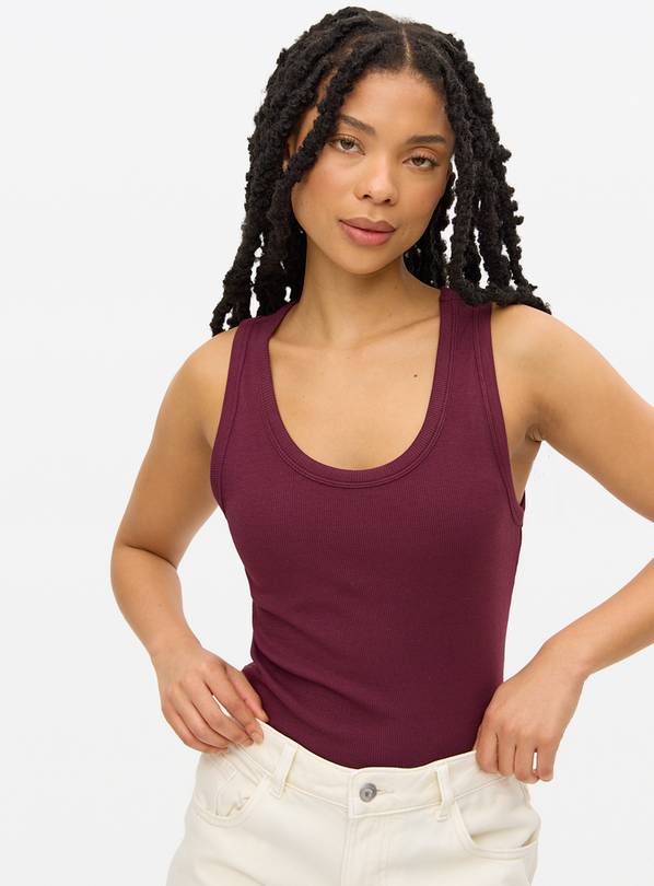 Burgundy Ribbed Scoop Neck Vest 20